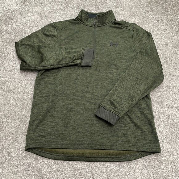 Under Armour Coldgear Tech Fleece 1/4 Zip Jacket Men Medium Forest Green Outdoor - Picture 1 of 12